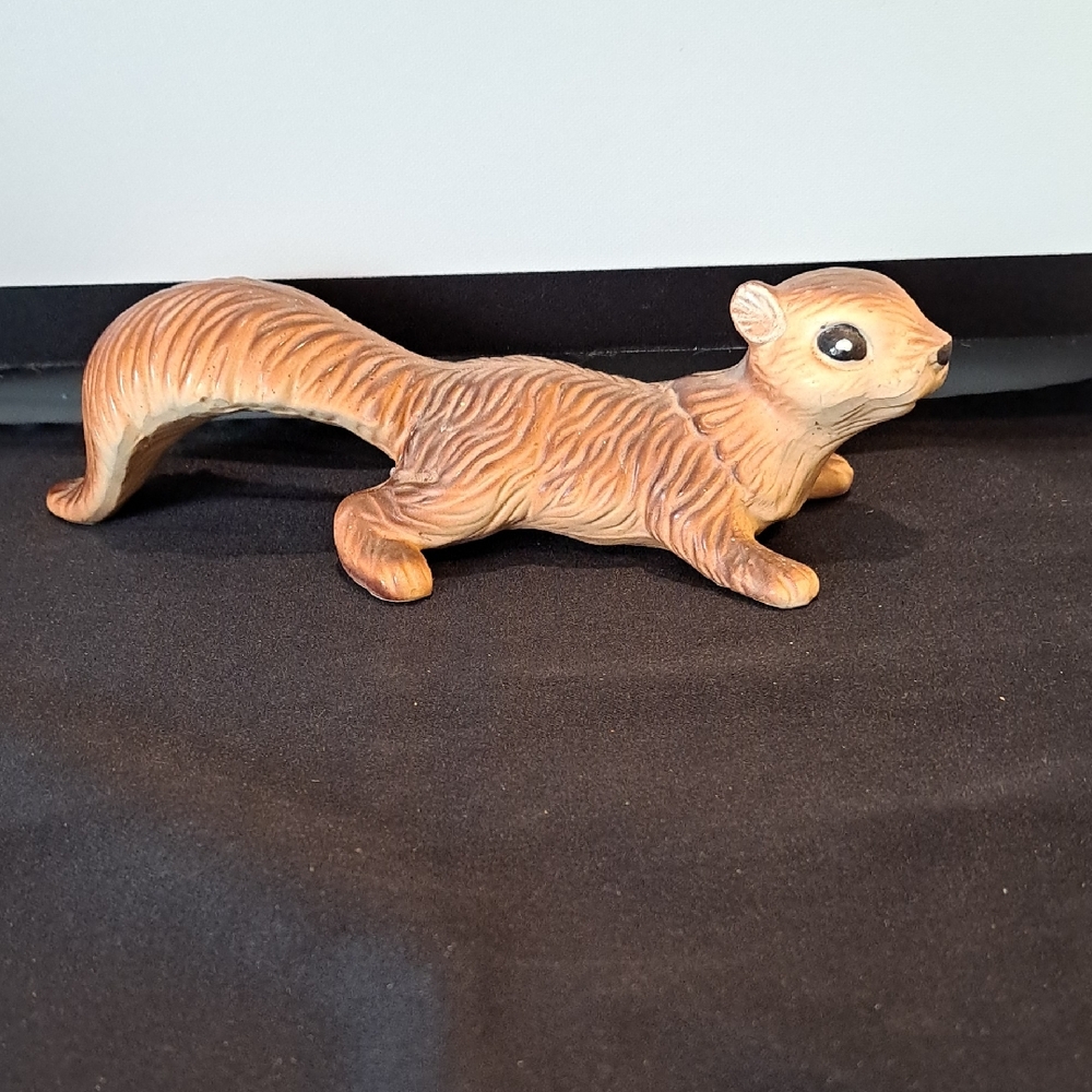 Vtg MCM Climbing Squirrel Figurine Japan 8 3/4" Long Dark Glaze